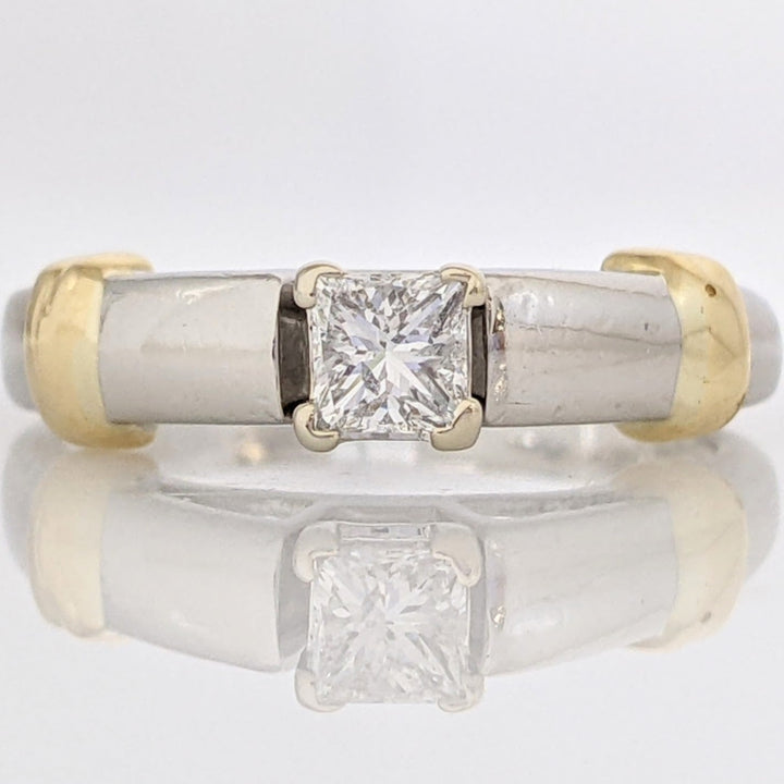 PLATINUM/14K .24 CARAT TOTAL I1 F DIAMOND PRINCESS CUT ESTATE RING 4.5 GRAMS