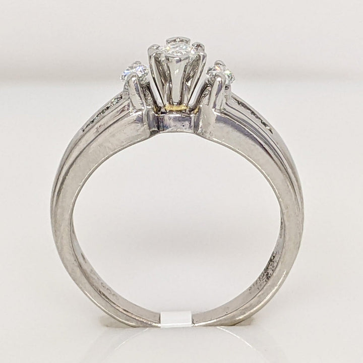 PLATINUM 1.06 CARAT TOTAL WEIGHT SI2 G-H MARQUISE DIAMOND WITH (12) BAGUETTE ESTATE RING 6.4 GRAMS