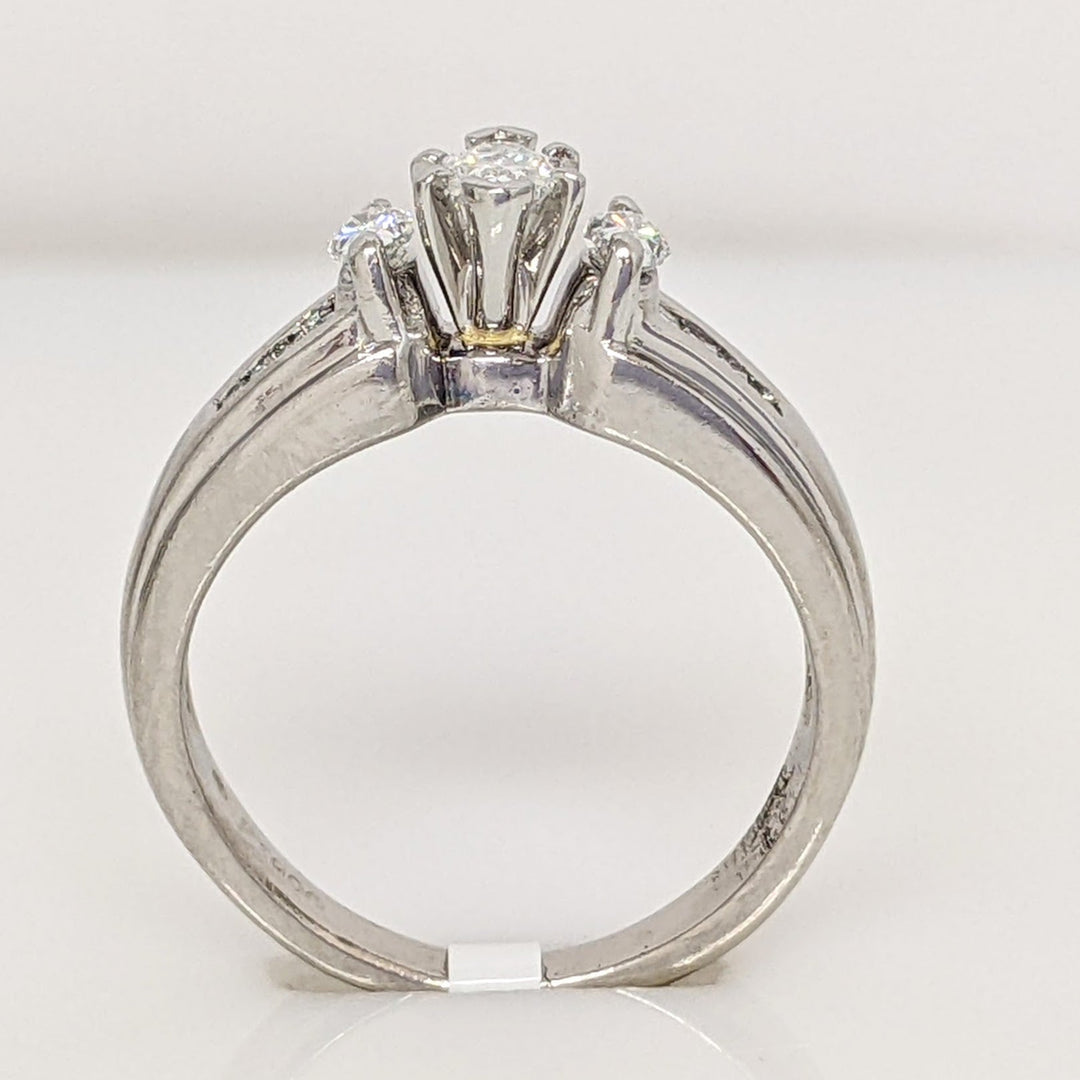 PLATINUM .62 CARAT TOTAL WEIGHT SI2 F DIAMOND MARQUISE (3) WITH BAGUETTE (8) ESTATE RING 6.1 GRAMS
