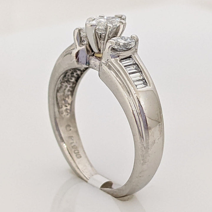 PLATINUM .62 CARAT TOTAL WEIGHT SI2 F DIAMOND MARQUISE (3) WITH BAGUETTE (8) ESTATE RING 6.1 GRAMS