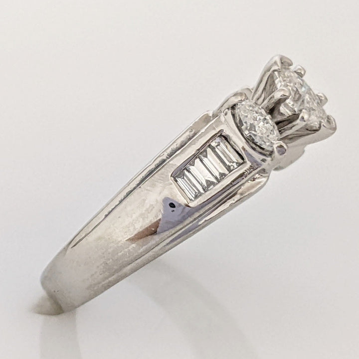 PLATINUM .62 CARAT TOTAL WEIGHT SI2 F DIAMOND MARQUISE (3) WITH BAGUETTE (8) ESTATE RING 6.1 GRAMS