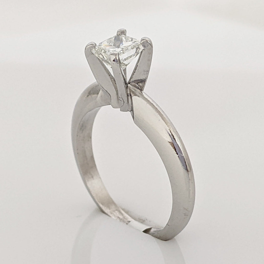 PLATINUM .46 CARAT TOTAL VS1 G DIAMOND PRINCESS CUT SOLITAIRE ESTATE RING 4.4 GRAMS
