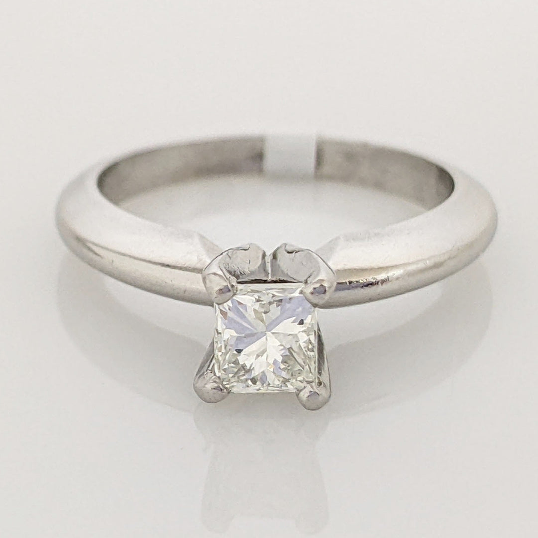 PLATINUM .46 CARAT TOTAL VS1 G DIAMOND PRINCESS CUT SOLITAIRE ESTATE RING 4.4 GRAMS