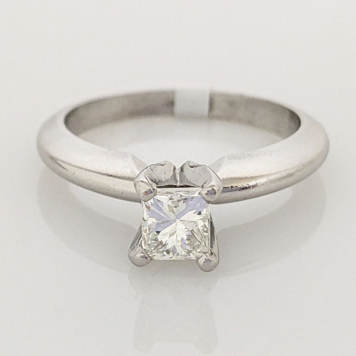 PLATINUM .46 CARAT TOTAL VS1 G DIAMOND PRINCESS CUT SOLITAIRE ESTATE RING 4.4 GRAMS