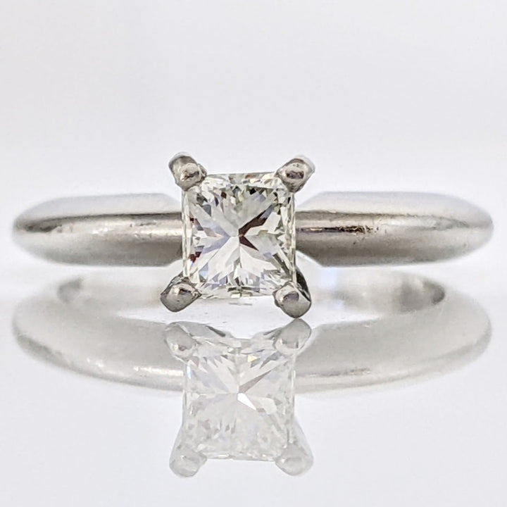 PLATINUM .46 CARAT TOTAL VS1 G DIAMOND PRINCESS CUT SOLITAIRE ESTATE RING 4.4 GRAMS