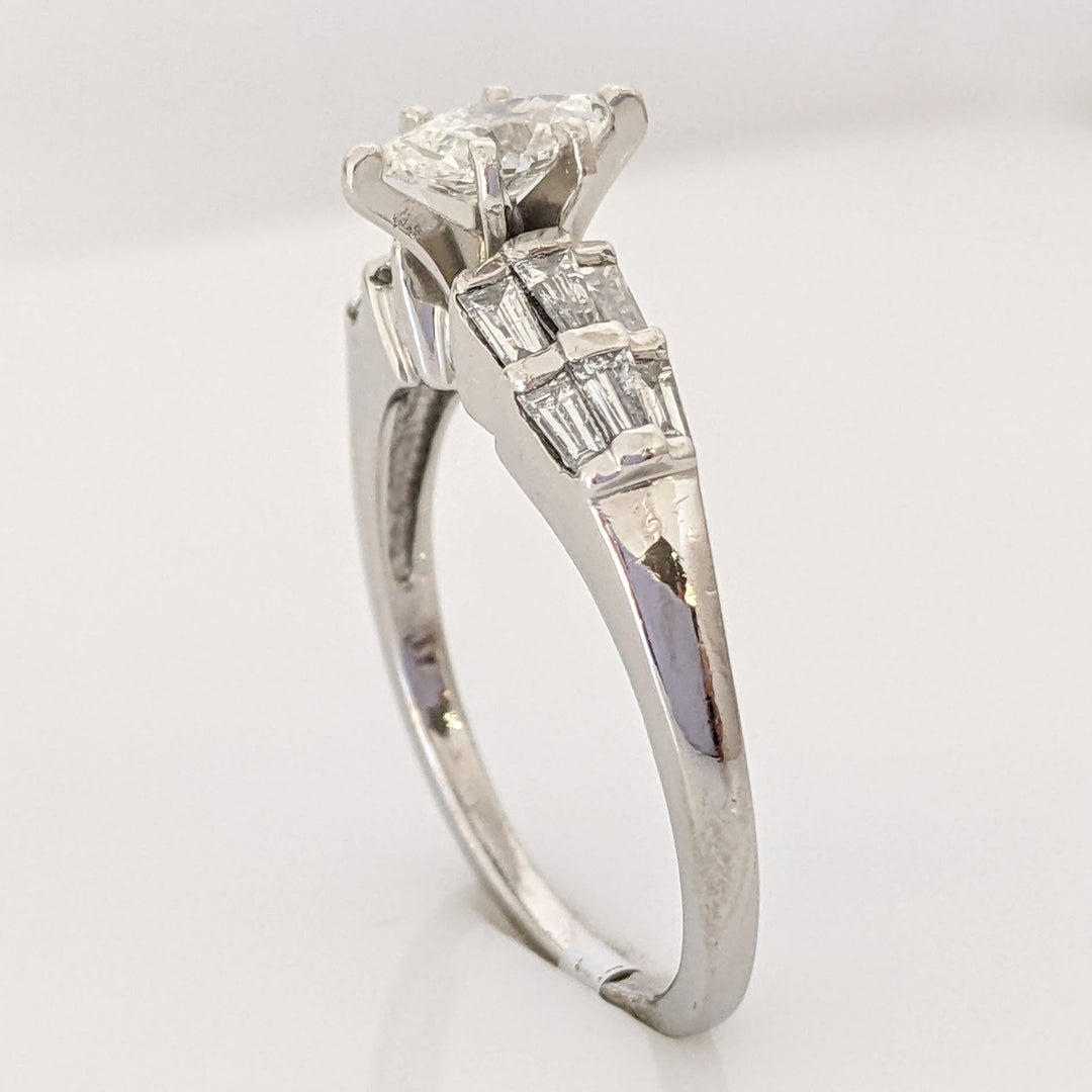 PLATINUM .62 CARAT TOTAL WEIGHT SI2 F DIAMOND MARQUISE (3) WITH BAGUETTE (8) ESTATE RING 6.1 GRAMS