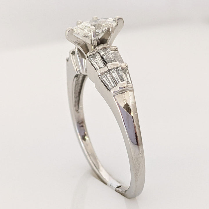 PLATINUM .62 CARAT TOTAL WEIGHT SI2 F DIAMOND MARQUISE (3) WITH BAGUETTE (8) ESTATE RING 6.1 GRAMS