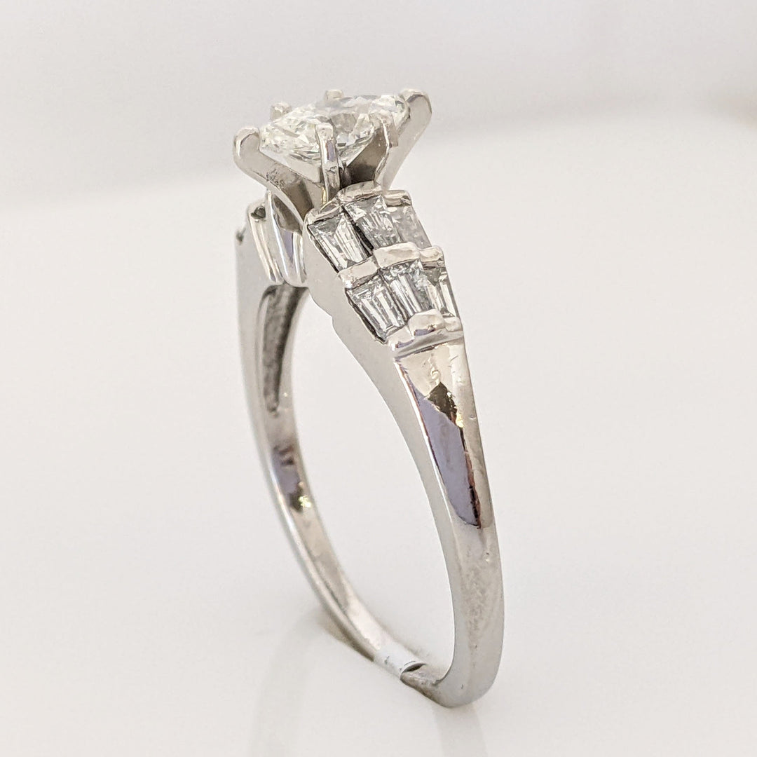 PLATINUM 1.06 CARAT TOTAL WEIGHT SI2 G-H MARQUISE DIAMOND WITH (12) BAGUETTE ESTATE RING 6.4 GRAMS