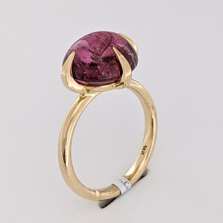 14K CABOCHON PINK TOURMALINE CLAW PRONG ESTATE RING 5.7 GRAMS