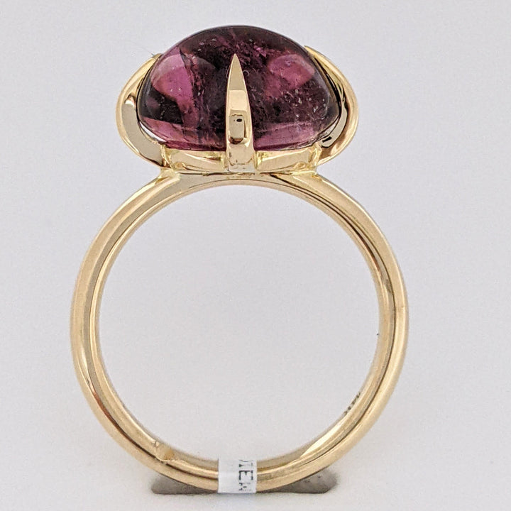 14K CABOCHON PINK TOURMALINE CLAW PRONG ESTATE RING 5.7 GRAMS