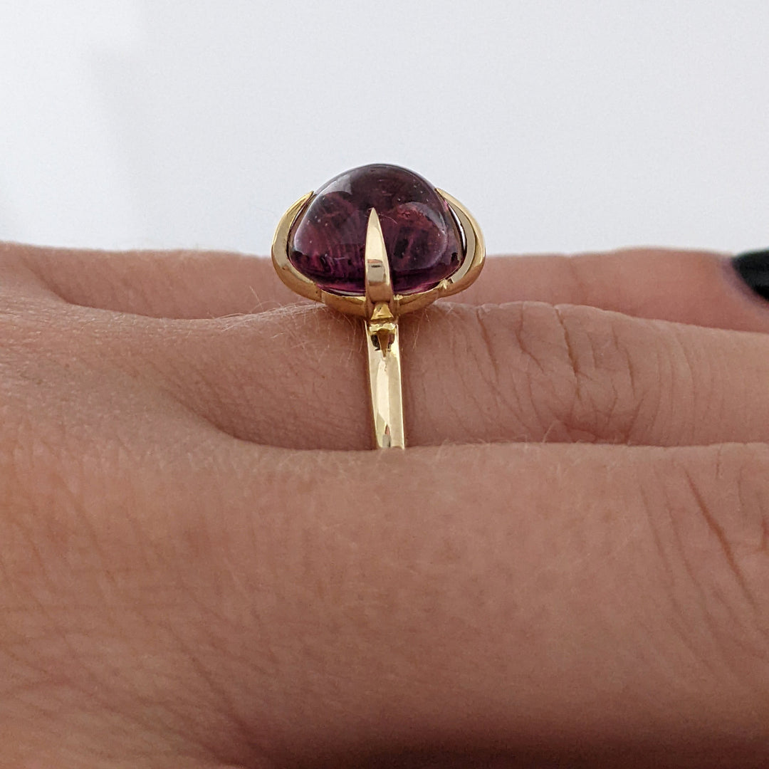 14K CABOCHON PINK TOURMALINE CLAW PRONG ESTATE RING 5.7 GRAMS