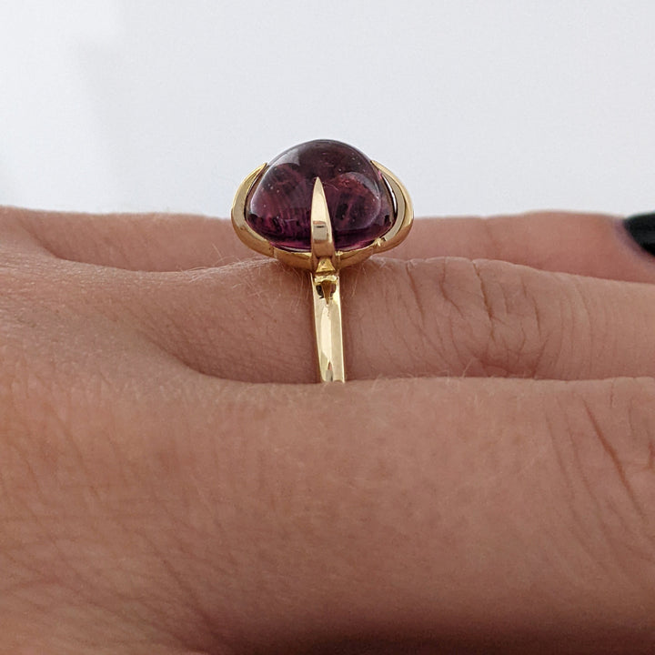 14K CABOCHON PINK TOURMALINE CLAW PRONG ESTATE RING 5.7 GRAMS