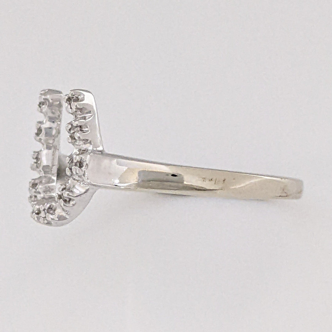 14K WHITE .10 CARAT TOTAL WEIGHT DIAMOND ROUND ESTATE HORSESHOE RING 2.0 GRAMS