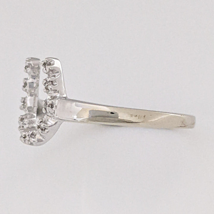 14K WHITE .10 CARAT TOTAL WEIGHT DIAMOND ROUND ESTATE HORSESHOE RING 2.0 GRAMS