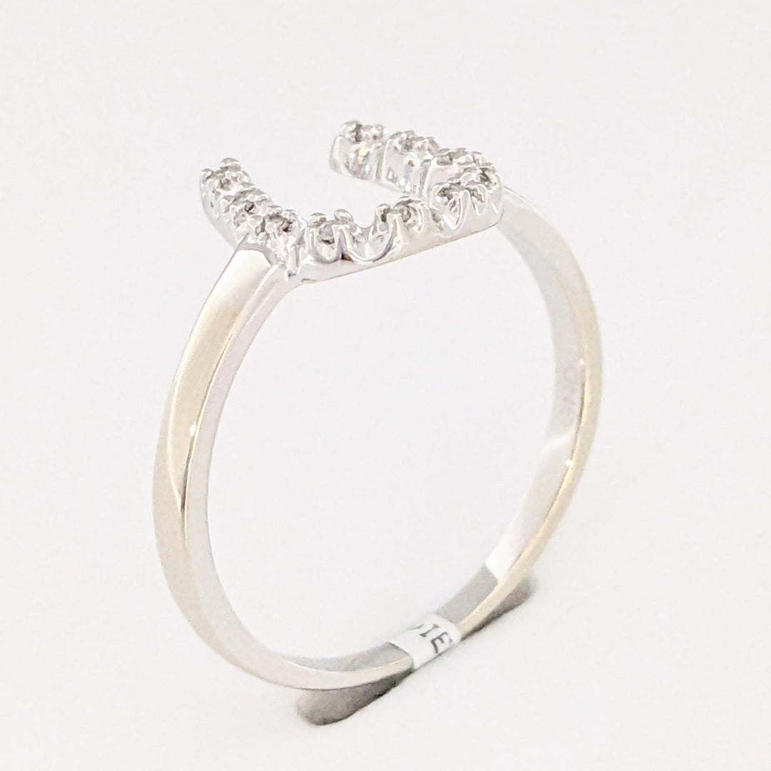 14K WHITE .10 CARAT TOTAL WEIGHT DIAMOND ROUND ESTATE HORSESHOE RING 2.0 GRAMS