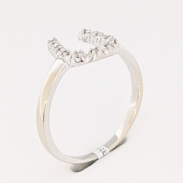14K WHITE .10 CARAT TOTAL WEIGHT DIAMOND ROUND ESTATE HORSESHOE RING 2.0 GRAMS