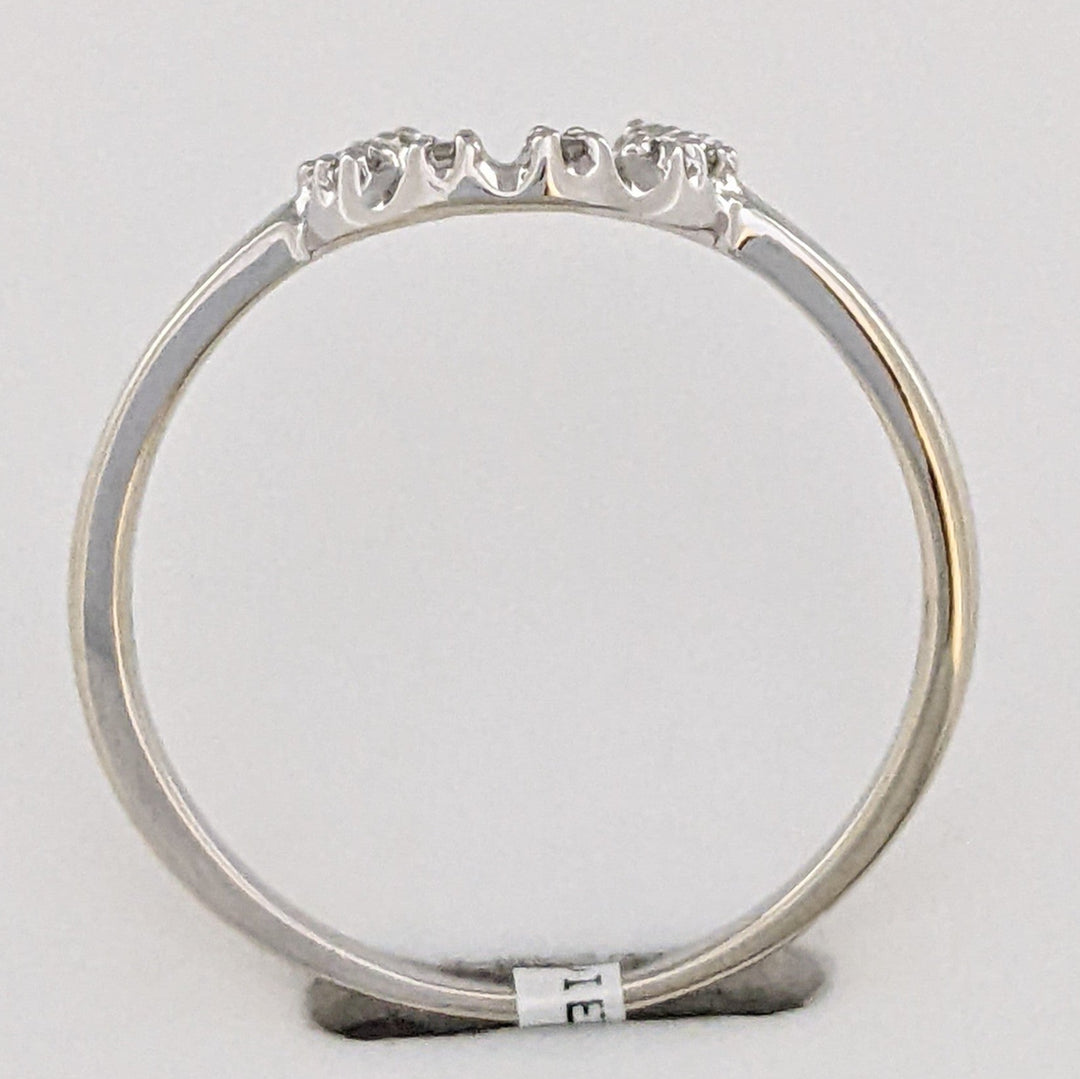 14K WHITE .10 CARAT TOTAL WEIGHT DIAMOND ROUND ESTATE HORSESHOE RING 2.0 GRAMS