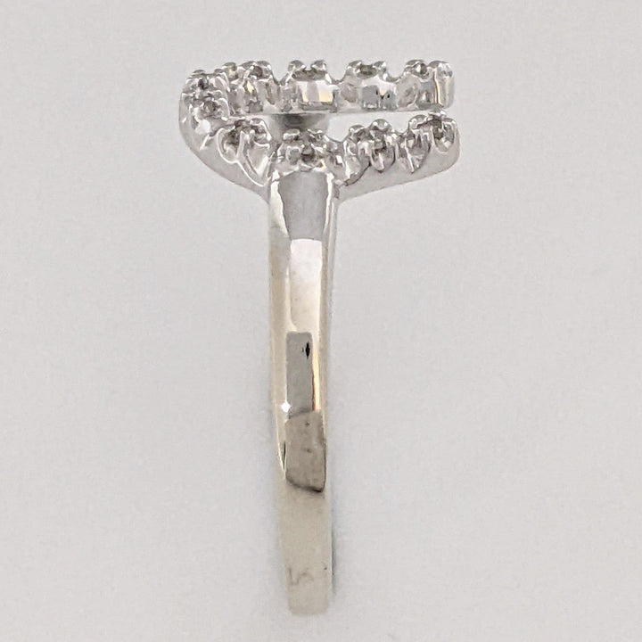 14K WHITE .10 CARAT TOTAL WEIGHT DIAMOND ROUND ESTATE HORSESHOE RING 2.0 GRAMS