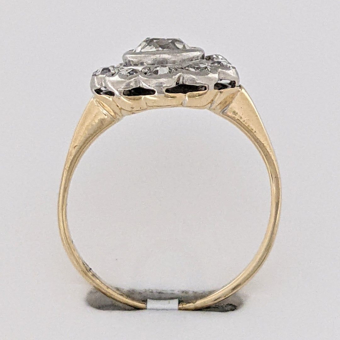 14K .85 CARAT TOTAL WEIGHT VS2 I DIAMOND ROUND (11) BEZEL FLORAL ESTATE RING 2.3 GRAMS