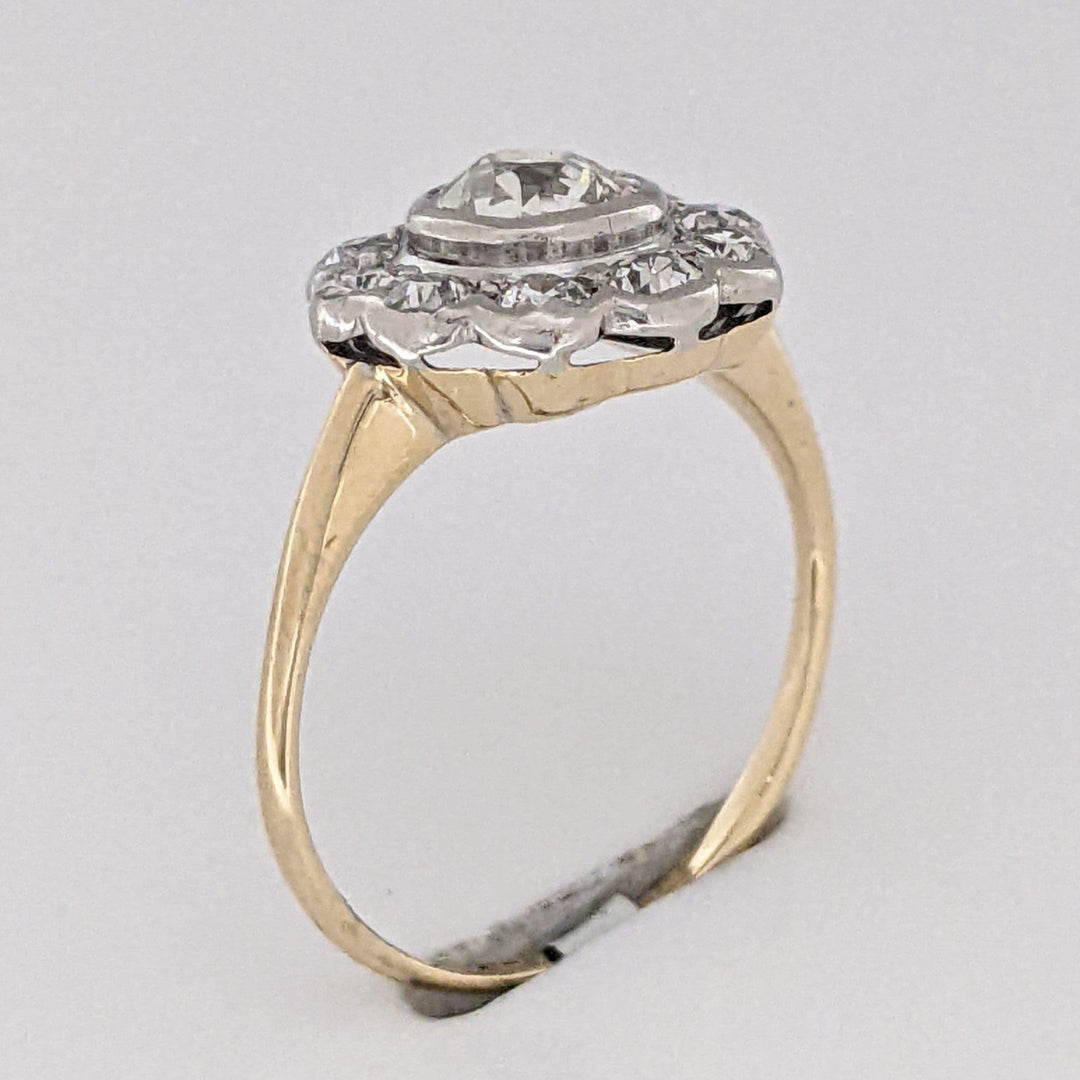 14K .85 CARAT TOTAL WEIGHT VS2 I DIAMOND ROUND (11) BEZEL FLORAL ESTATE RING 2.3 GRAMS
