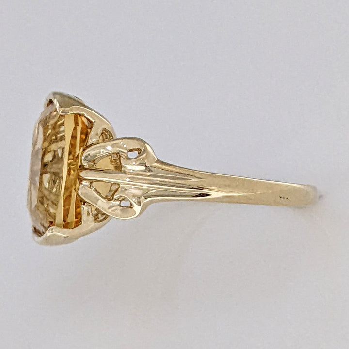 10K CITRINE CUSHION CUT 10X12 HALF-BEZEL ESTATE RING 3.2 GRAMS