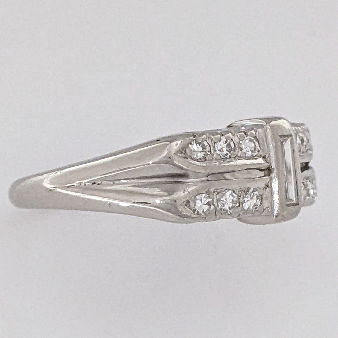PLATINUM DIAMOND ROUND (12) TWO-ROW SINGLE-CUT ESTATE BAND 5.1 GRAMS