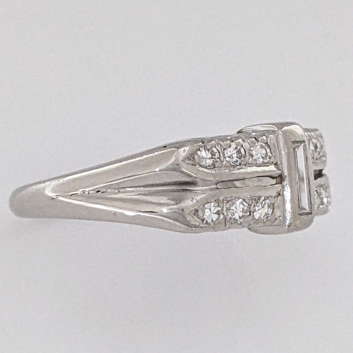 PLATINUM DIAMOND ROUND (12) TWO-ROW SINGLE-CUT ESTATE BAND 5.1 GRAMS