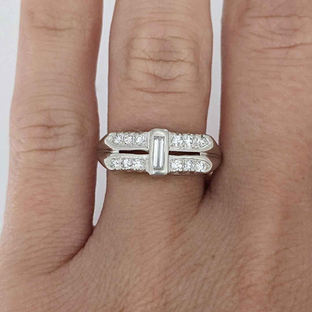 PLATINUM DIAMOND ROUND (12) TWO-ROW SINGLE-CUT ESTATE BAND 5.1 GRAMS