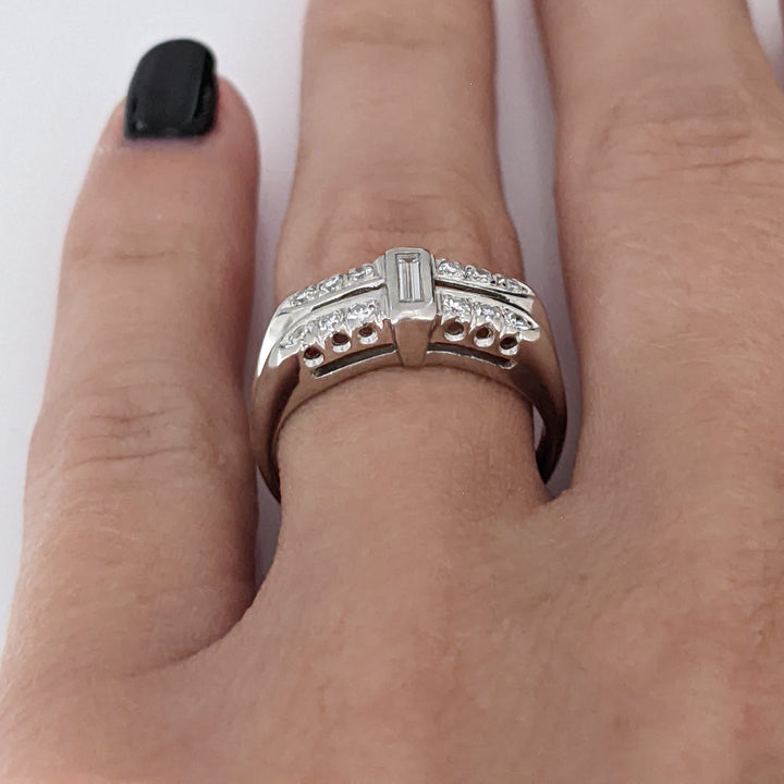 PLATINUM DIAMOND ROUND (12) TWO-ROW SINGLE-CUT ESTATE BAND 5.1 GRAMS