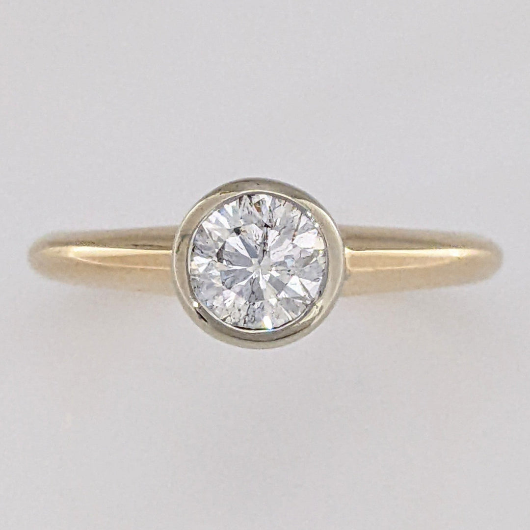 14K .59 CARAT TOTAL I1 I DIAMOND ROUND ESTATE BEZEL SET RING 3.2 GRAMS