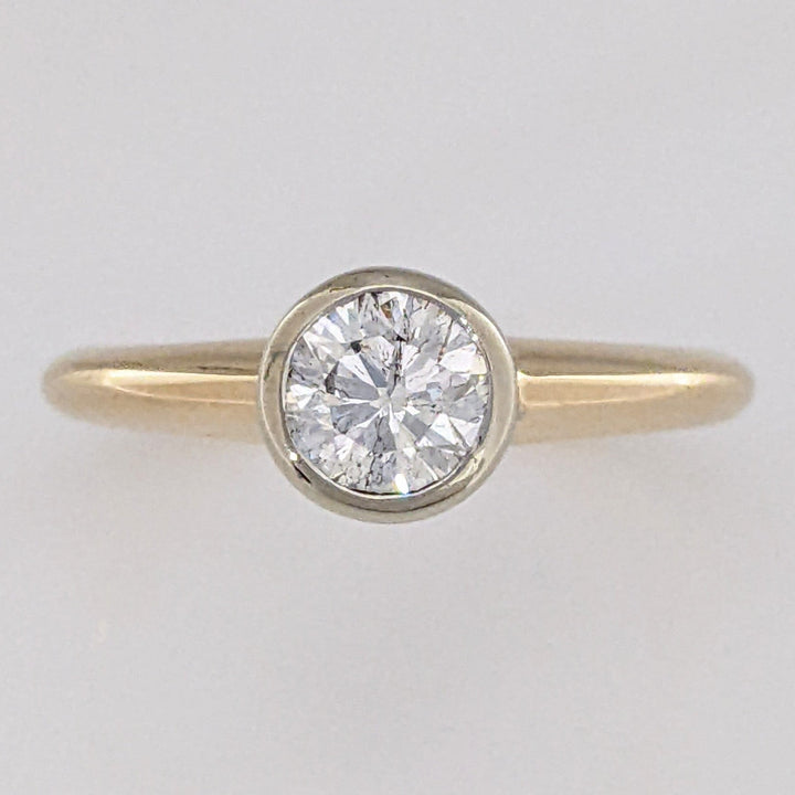 14K .59 CARAT TOTAL I1 I DIAMOND ROUND ESTATE BEZEL SET RING 3.2 GRAMS