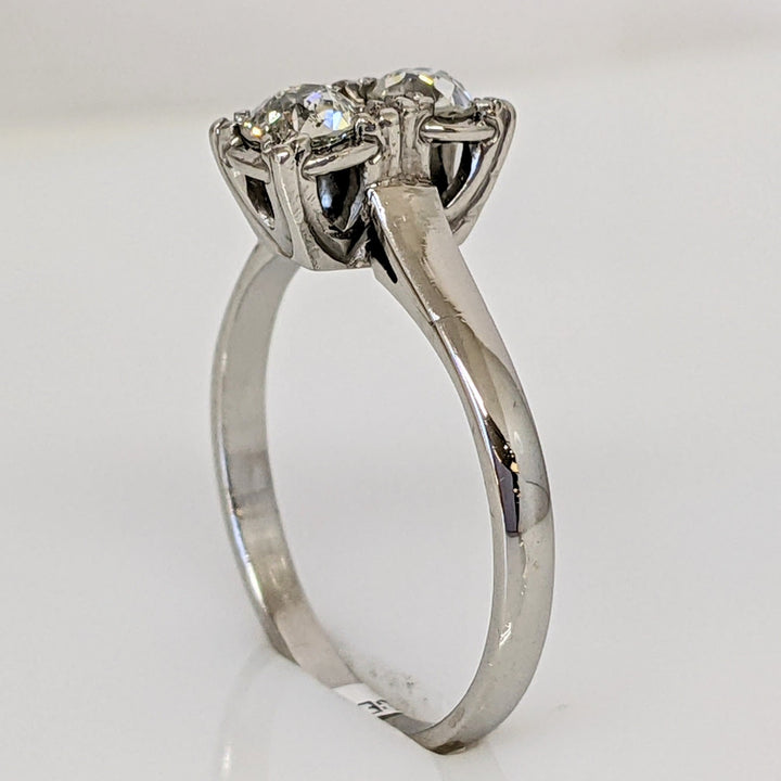 PLATINUM .44 CARAT TOTAL WEIGHT SI2 H-J DIAMOND ROUND (2) EURO ESTATE RING 3.0 GRAMS