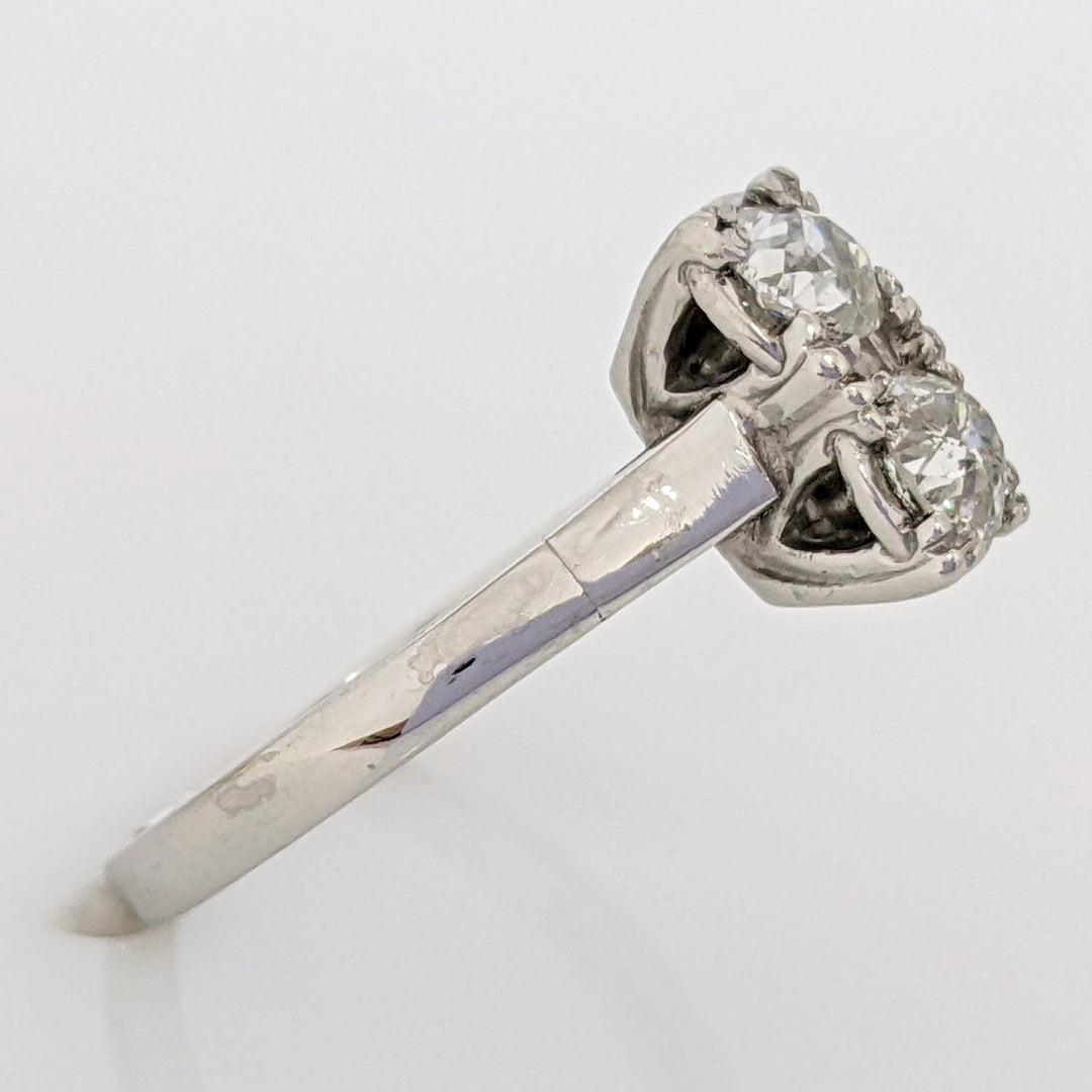 PLATINUM .44 CARAT TOTAL WEIGHT SI2 H-J DIAMOND ROUND (2) EURO ESTATE RING 3.0 GRAMS