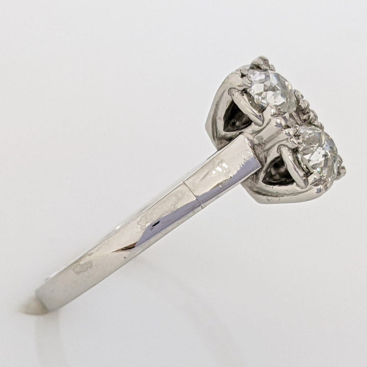 PLATINUM .44 CARAT TOTAL WEIGHT SI2 H-J DIAMOND ROUND (2) EURO ESTATE RING 3.0 GRAMS