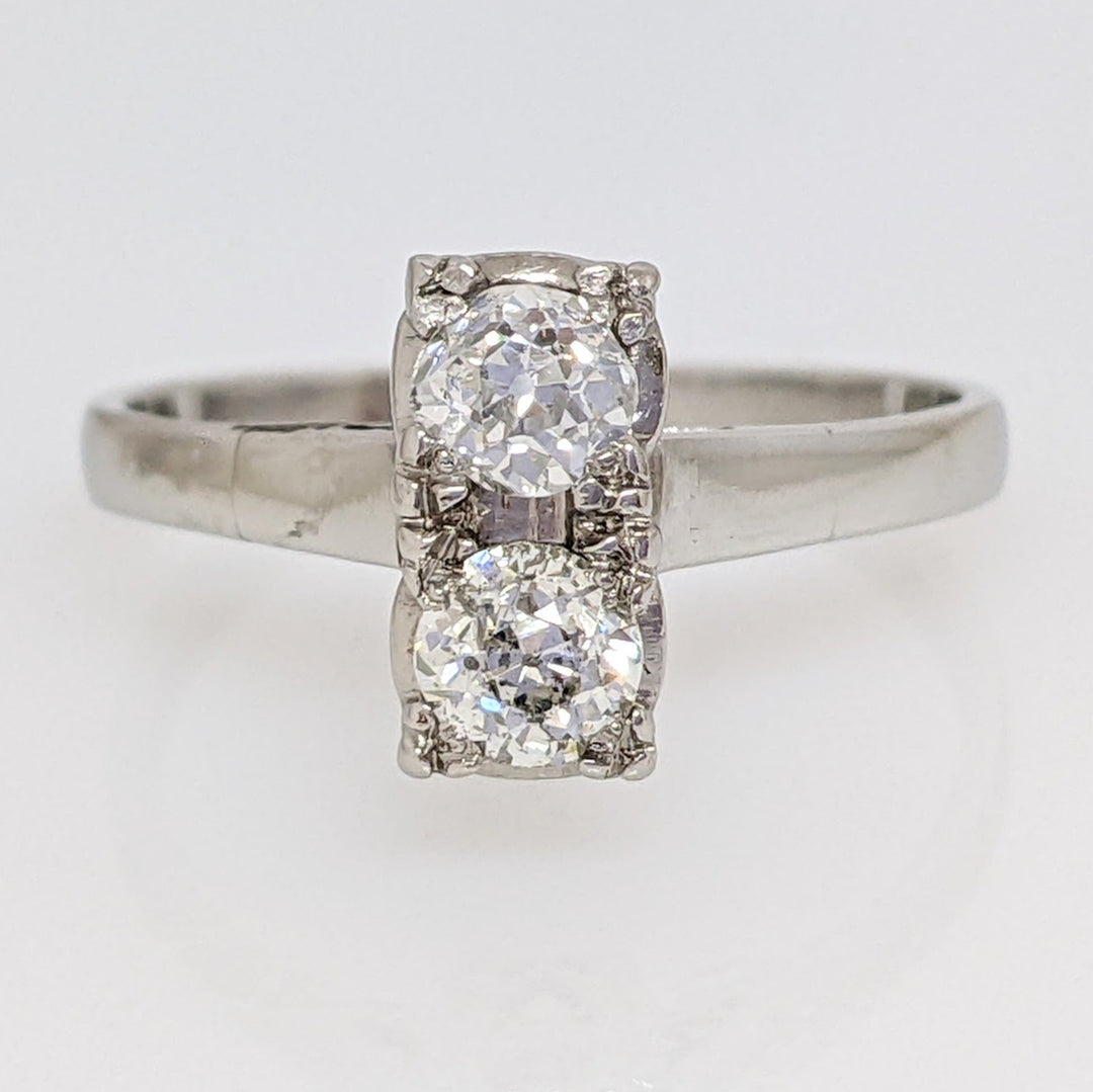 PLATINUM .44 CARAT TOTAL WEIGHT SI2 H-J DIAMOND ROUND (2) EURO ESTATE RING 3.0 GRAMS