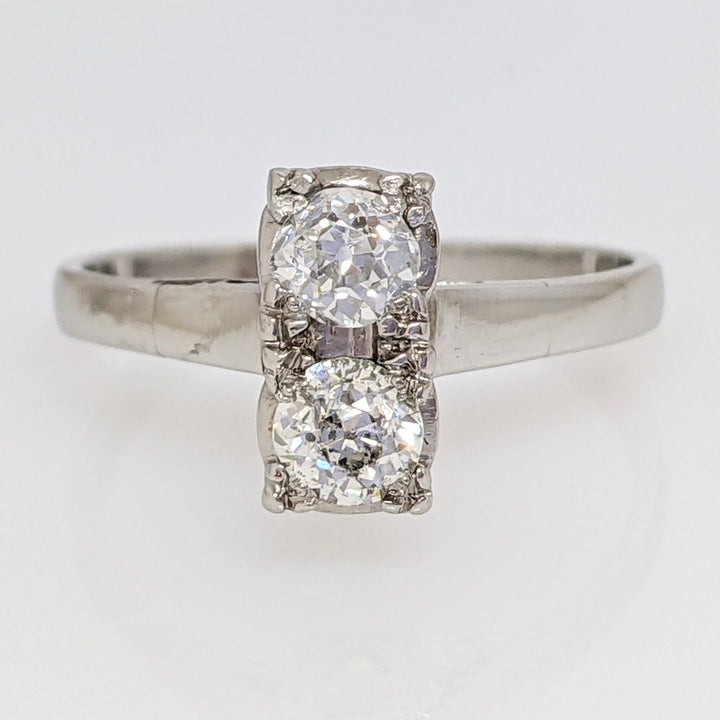PLATINUM .44 CARAT TOTAL WEIGHT SI2 H-J DIAMOND ROUND (2) EURO ESTATE RING 3.0 GRAMS