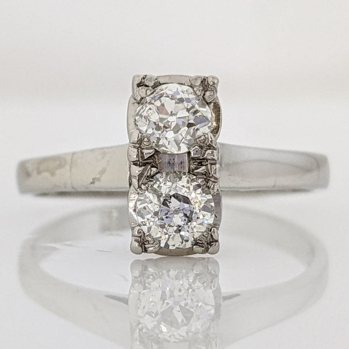 PLATINUM .44 CARAT TOTAL WEIGHT SI2 H-J DIAMOND ROUND (2) EURO ESTATE RING 3.0 GRAMS