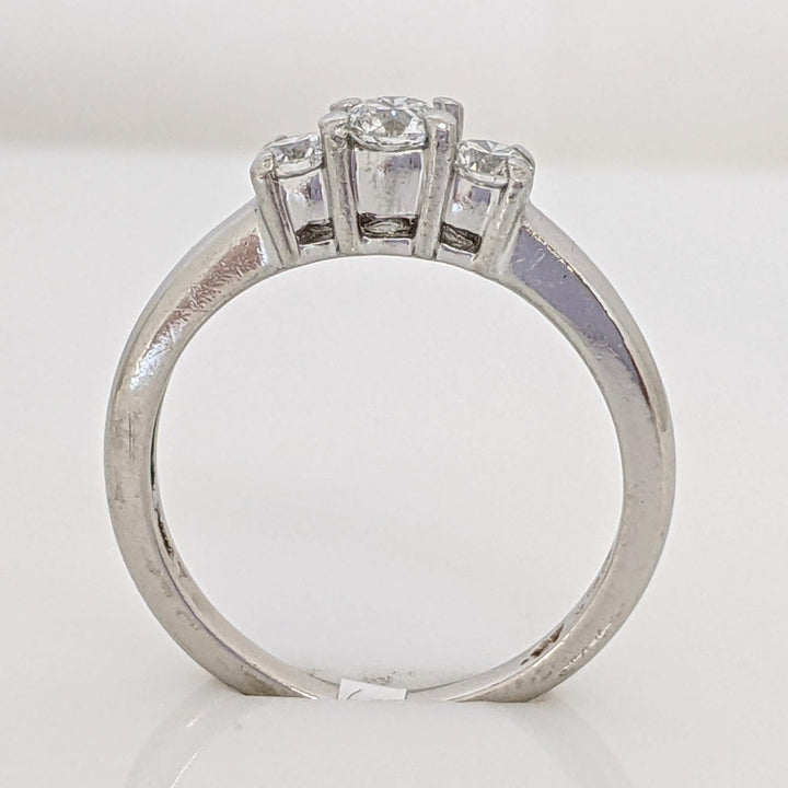 PLATINUM .42 CARAT TOTAL WEIGHT I1 H DIAMOND ROUND (3) TRINITY ESTATE RING 4.7 GRAMS