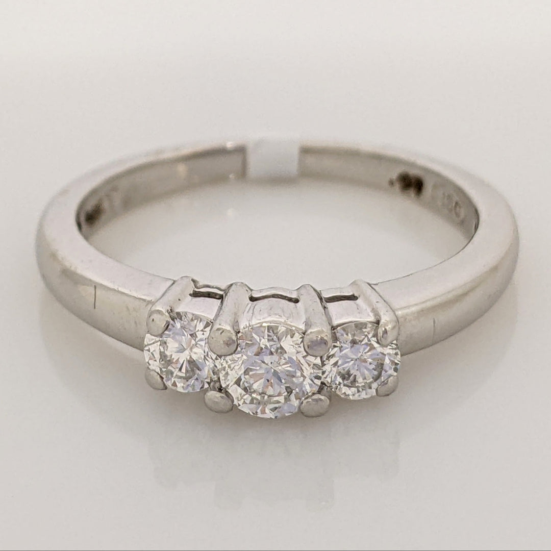 PLATINUM .42 CARAT TOTAL WEIGHT I1 H DIAMOND ROUND (3) TRINITY ESTATE RING 4.7 GRAMS