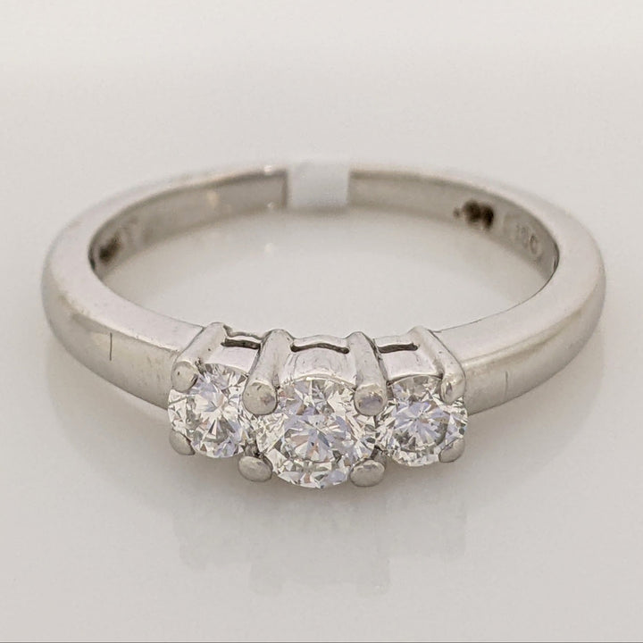 PLATINUM .42 CARAT TOTAL WEIGHT I1 H DIAMOND ROUND (3) TRINITY ESTATE RING 4.7 GRAMS