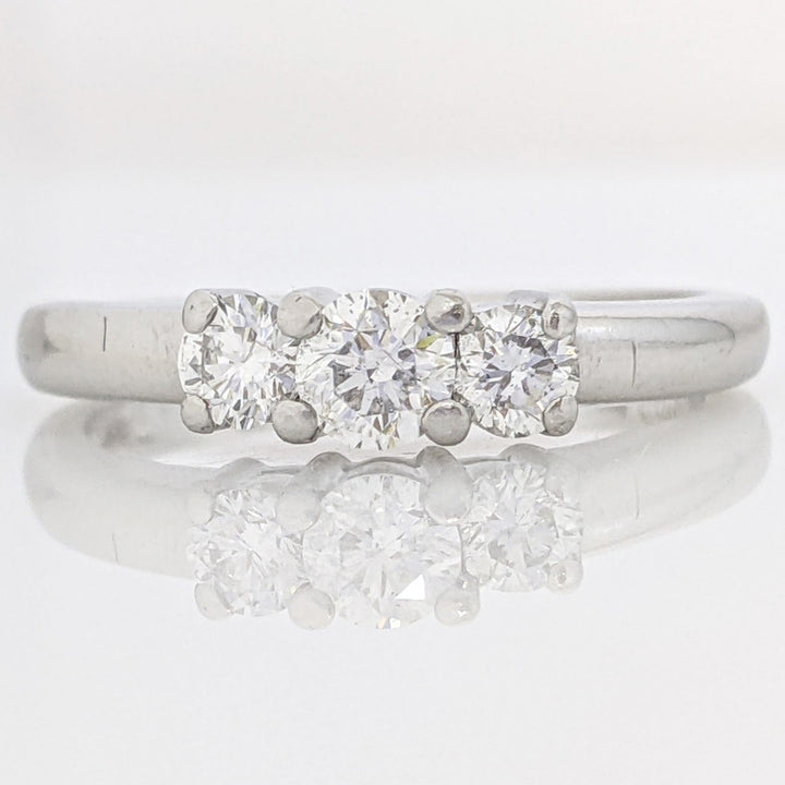 PLATINUM .42 CARAT TOTAL WEIGHT I1 H DIAMOND ROUND (3) TRINITY ESTATE RING 4.7 GRAMS