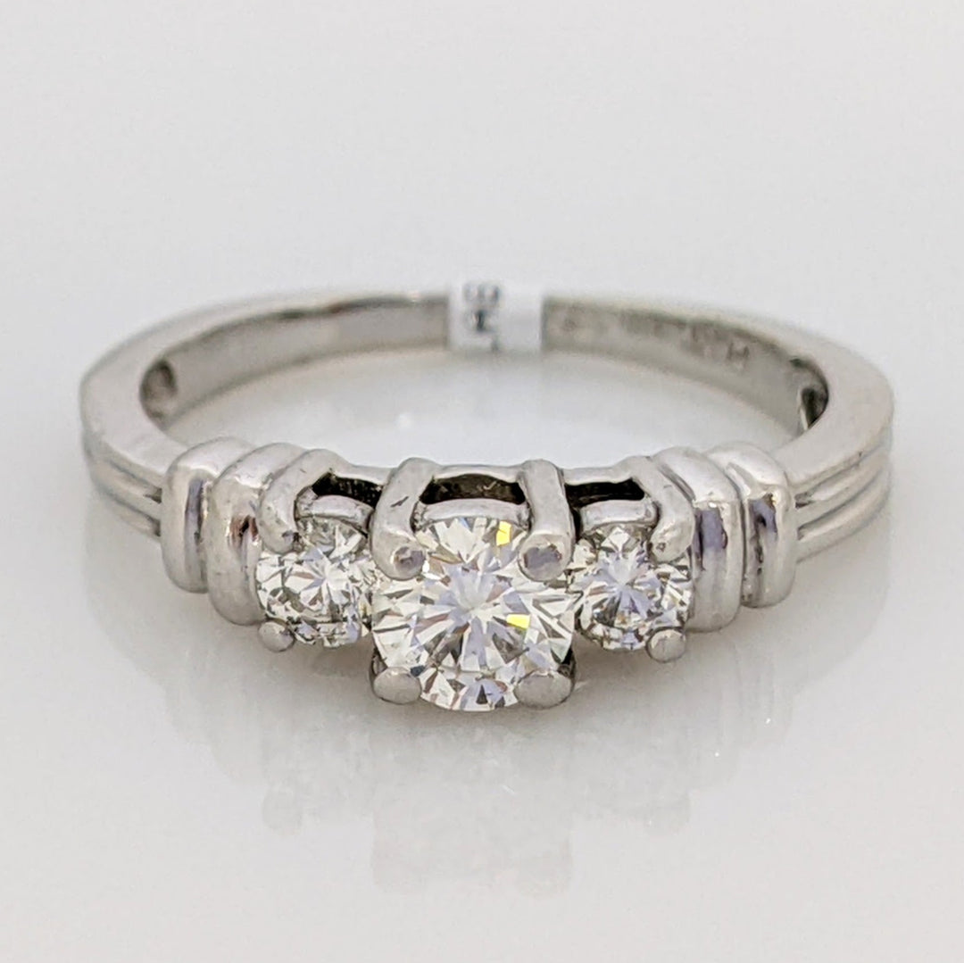 PLATINUM .44 CARAT TOTAL WEIGHT SI2 I DIAMOND ROUND (3) TRINITY ESTATE RING 4.4 GRAMS