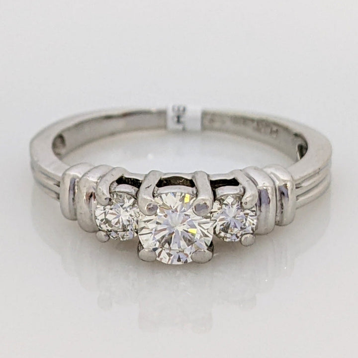 PLATINUM .44 CARAT TOTAL WEIGHT SI2 I DIAMOND ROUND (3) TRINITY ESTATE RING 4.4 GRAMS