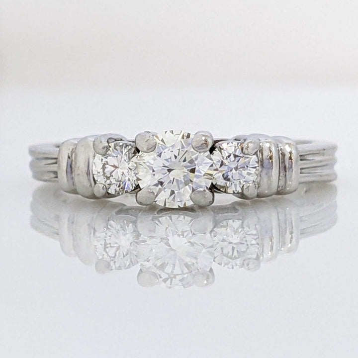 PLATINUM .44 CARAT TOTAL WEIGHT SI2 I DIAMOND ROUND (3) TRINITY ESTATE RING 4.4 GRAMS
