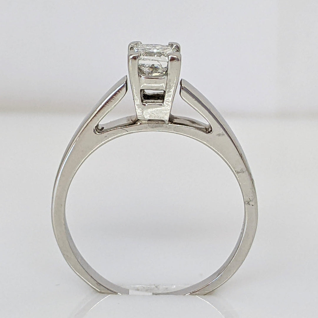 PLATINUM .45 CARAT TOTAL I1 H DIAMOND PRINCESS CUT RAISED SHANK SOLITAIRE ESTATE RING 5.1 GRAMS