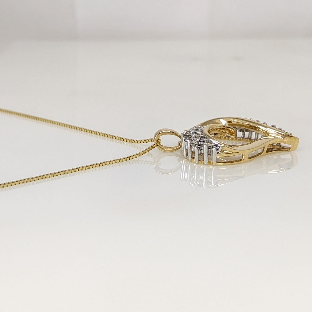 14K .56 CARAT TOTAL WEIGHT I1 H DIAMOND ROUND (32) ESTATE HEART PENDANT & CHAIN 6.4 GRAMS