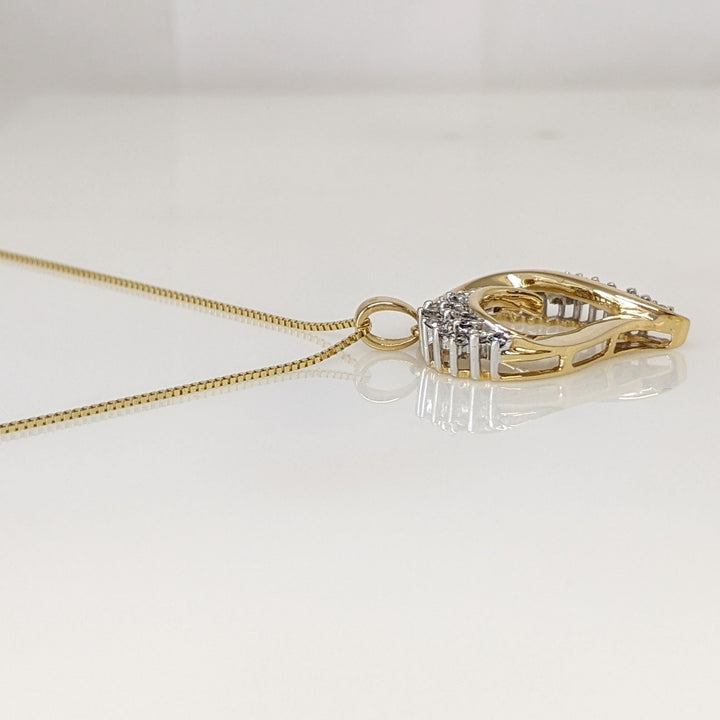14K .56 CARAT TOTAL WEIGHT I1 H DIAMOND ROUND (32) ESTATE HEART PENDANT & CHAIN 6.4 GRAMS