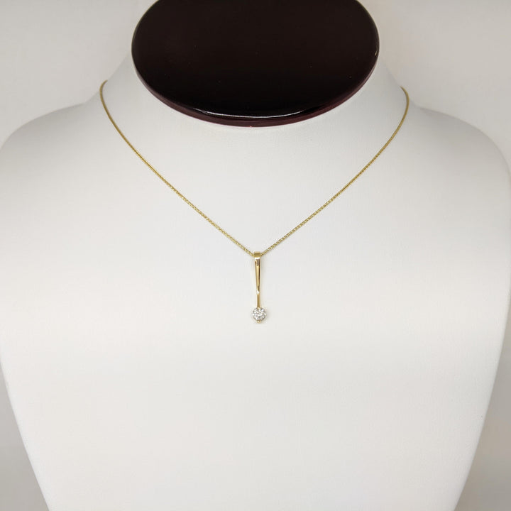 18K .25 CARAT TOTAL I1 K DIAMOND ROUND DROP STYLE ESTATE PENDANT & 14K CHAIN 2.6 GRAMS