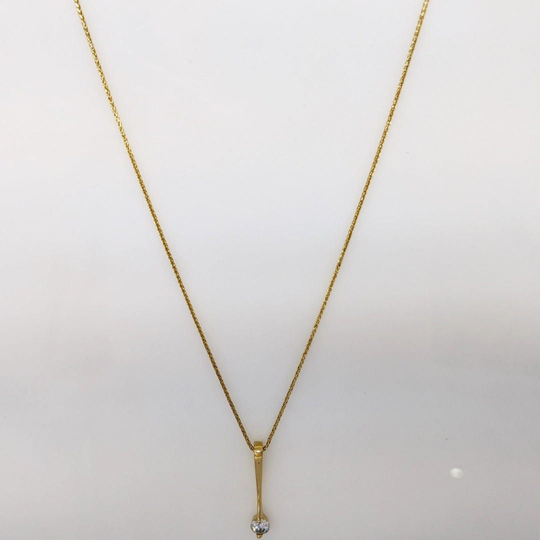 18K .25 CARAT TOTAL I1 K DIAMOND ROUND DROP STYLE ESTATE PENDANT & 14K CHAIN 2.6 GRAMS