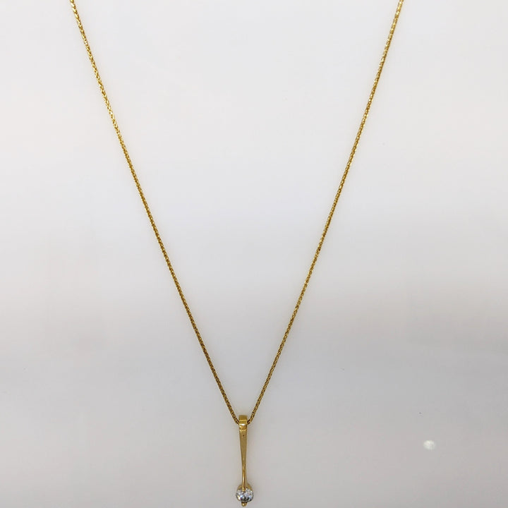 18K .25 CARAT TOTAL I1 K DIAMOND ROUND DROP STYLE ESTATE PENDANT & 14K CHAIN 2.6 GRAMS